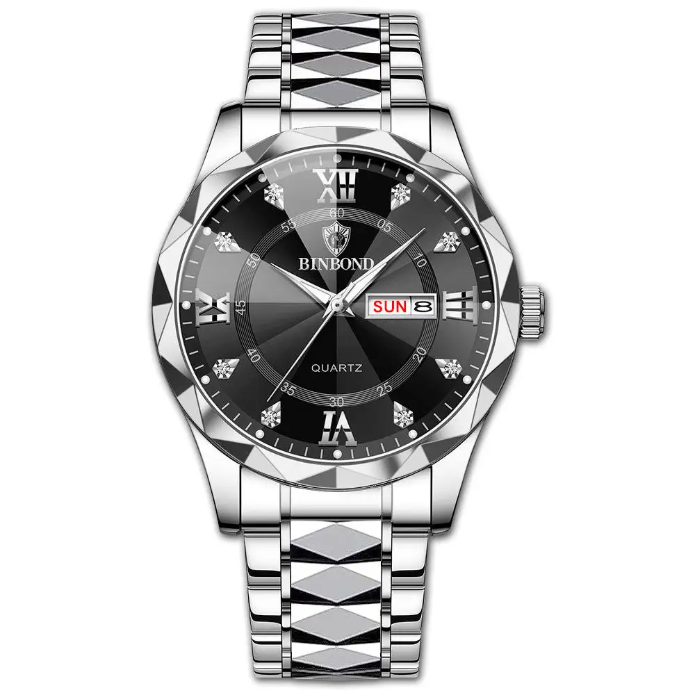 Business Casual Watch for Men 836 Stainless Steel Top Quality Luxury Luminous Date Week Sport Wrist Watches