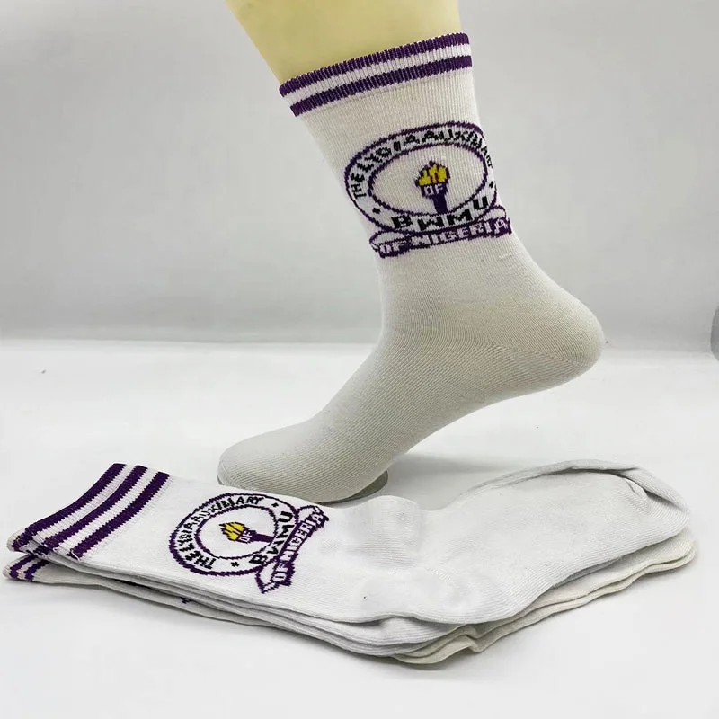 Wholesale Factory Manufacturer Custom Logo Crew Cotton Socks Nigeria School Student Kids Socks For Boys And Girls