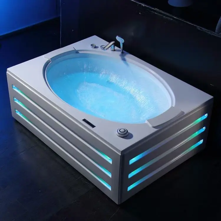Design Freestanding Big Air Jet Bubble 2 Person Functional Acrylic Hydro Spa Massage Glass Whirlpool Bathtub