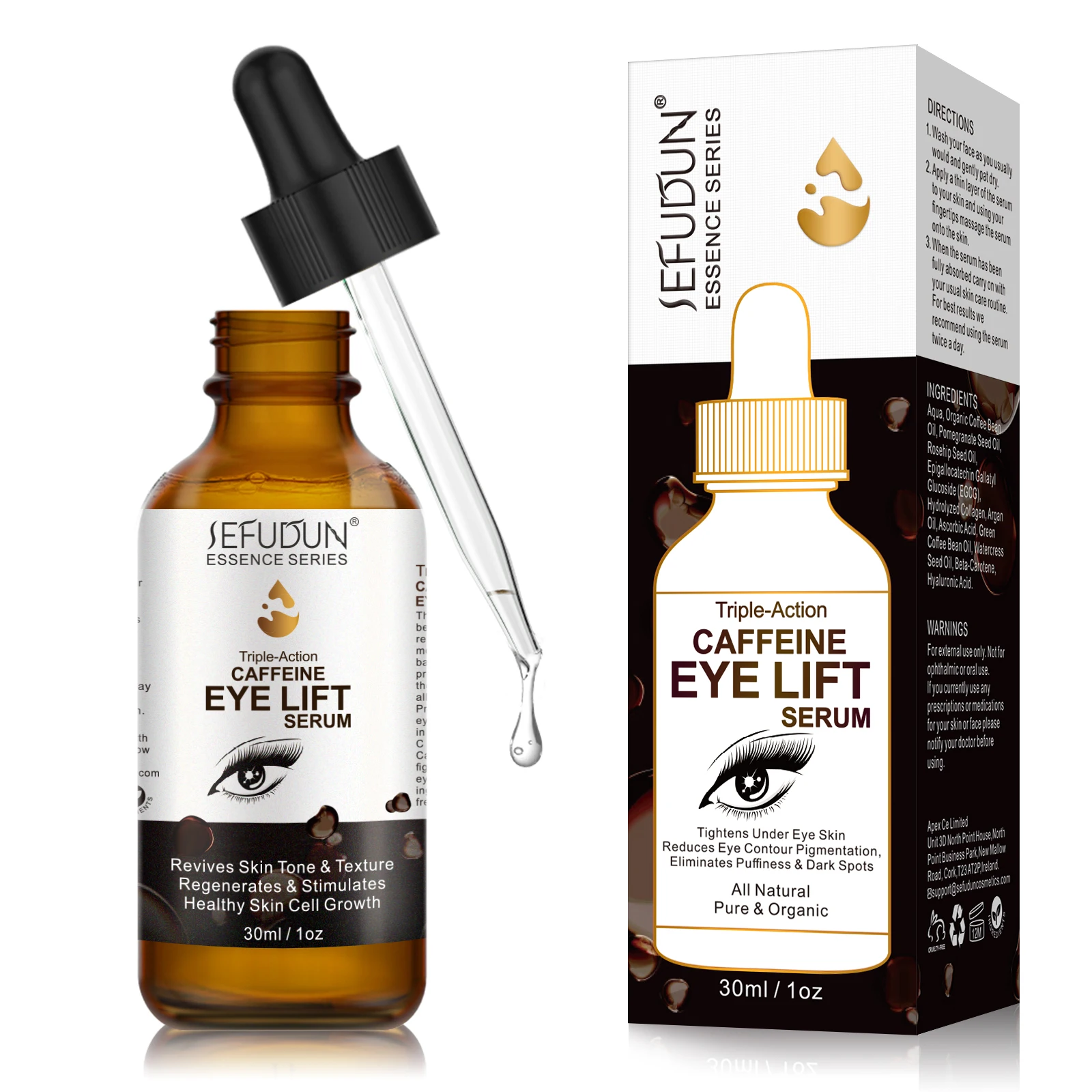 SEFUDUN 100% natural organic ingredients 30 ml anti-aging remove dark circles eye bags coffee night repair eye serum