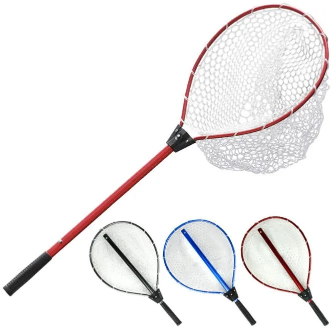 Portable Triangle Fishing Net 32cm Aluminum Alloy Foldable Rod Nylon Hand Net Catch Fish Shrimp Crab Fishing Tackle Accessories