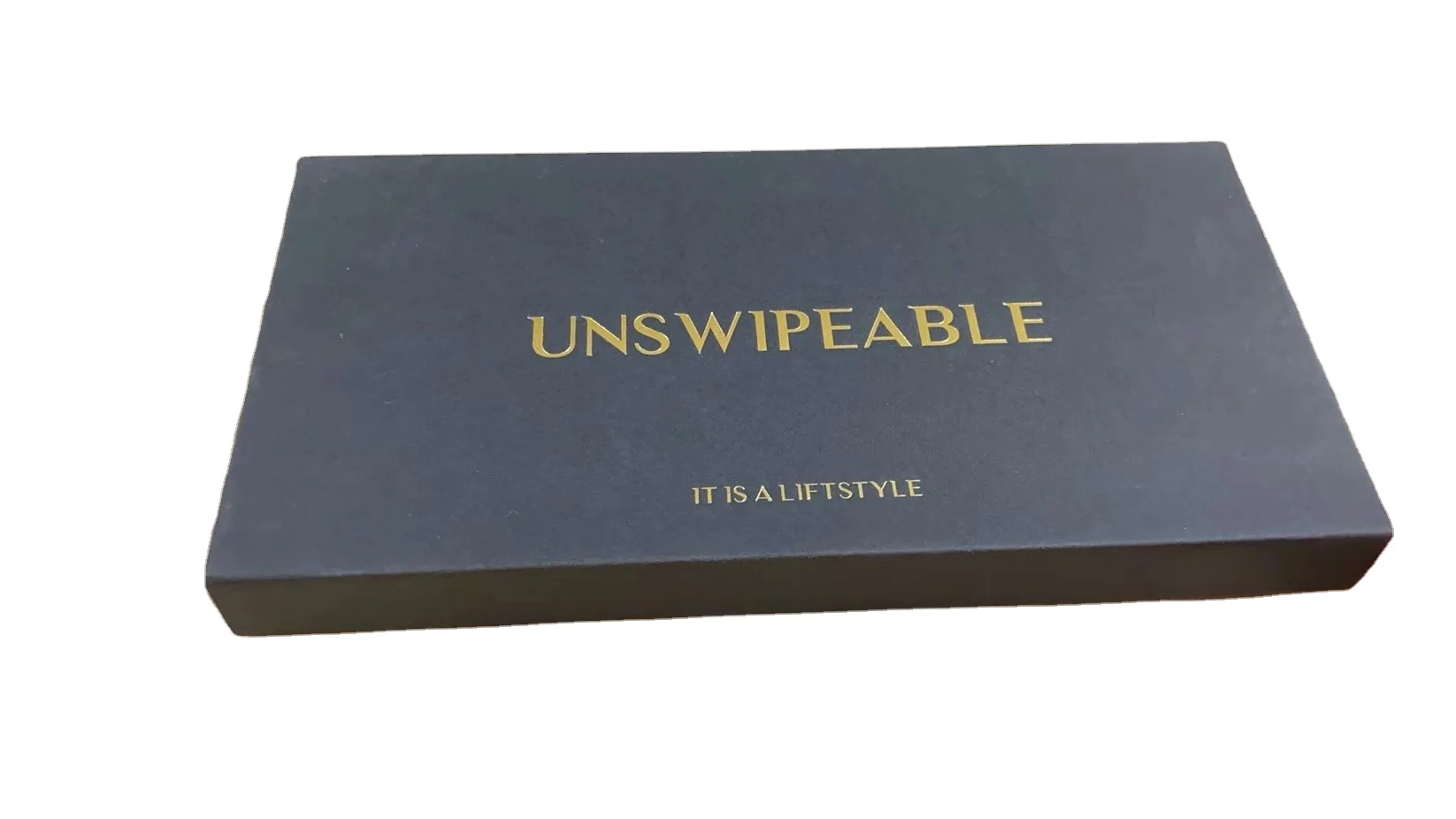 luxury black kraft paper box package with EVA holder and magnetic button for gift card / metal credit card