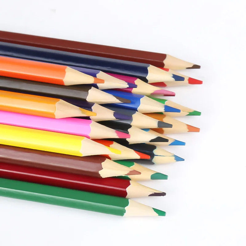 Natural Wood Rainbow Colour Pen Drawing Colored Pencils Set for Kids 24 Color Pencil