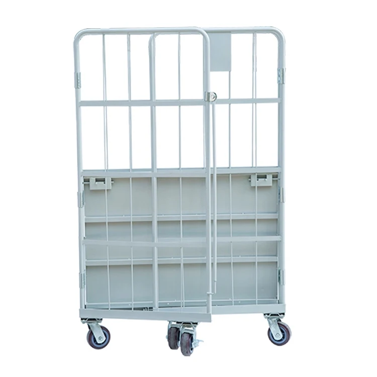 metal foldable warehouse logistic cage cart Galvanized pipe cart