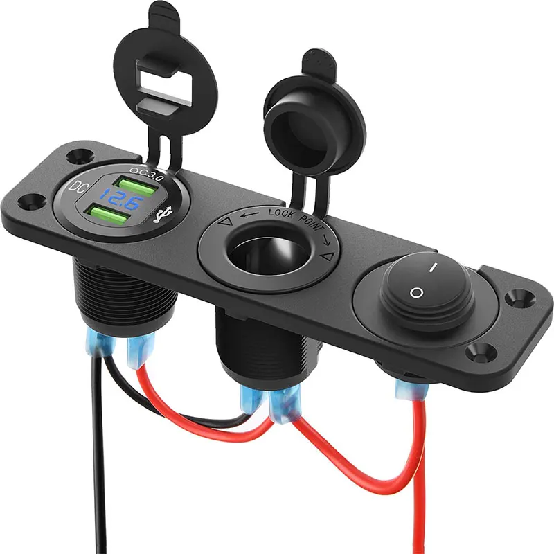 Выдвижная розетка, розетка для мобильного телефона и 2 usb-розетки, розетка постоянного тока с usb-зарядкой для мотоцикла и электрическими переключателями