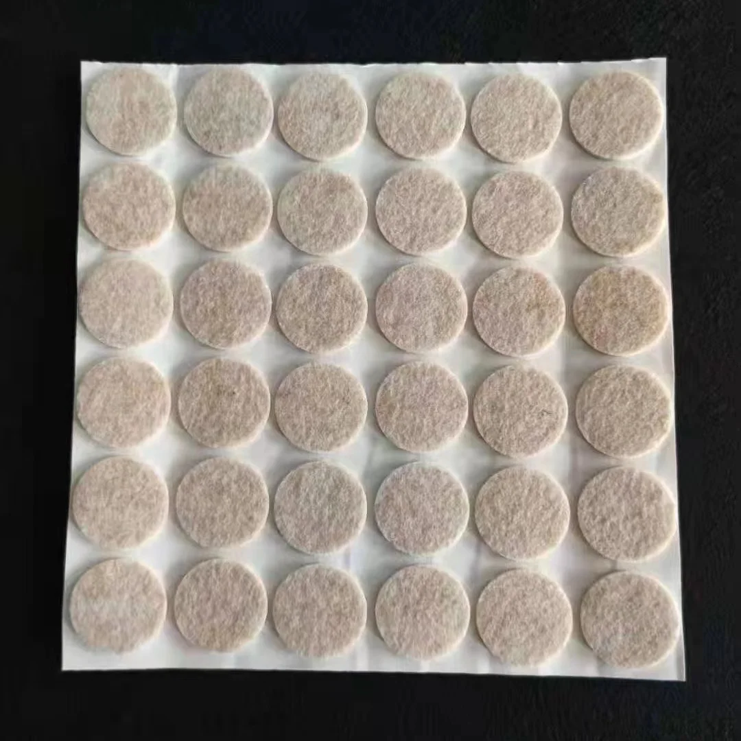 Teforeco best selling sofa furniture accessories protector 3M strong self adhesive beige round wool felt pads for furniture