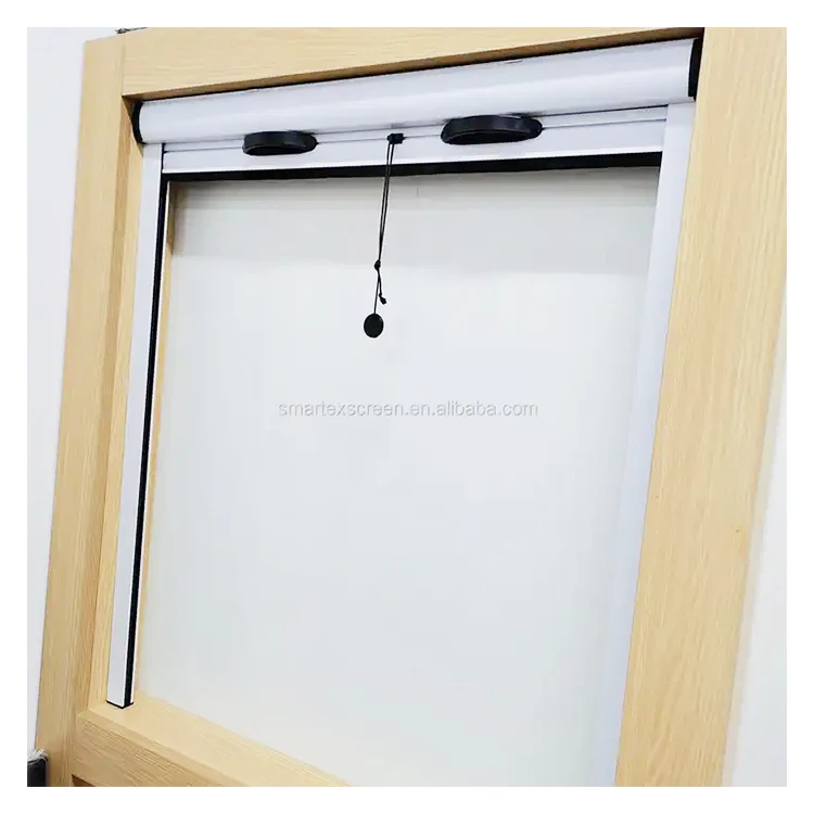 Retractable fiberglass screen mosquito net window roller blinds aluminum frame sliding folding fly screen mesh window