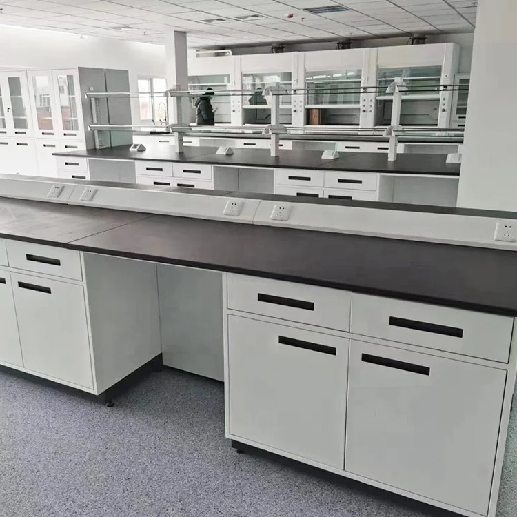 Medical Laboratory Workbench Chemical Furniture Table With Mobile Cabinet Storage