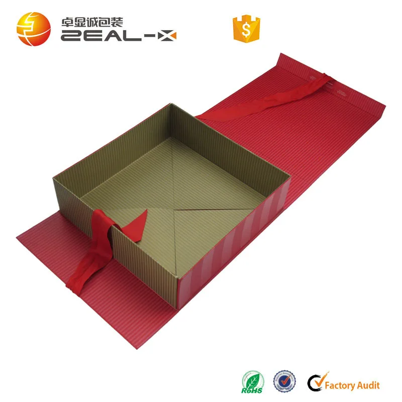 Custom Luxury Book Shaped Red Rigid Paper Packaging Magnetic Infant Clothes Big Gift Boxes With Ribbon