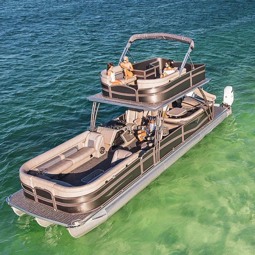 China 2024 Innovative Double Pontoon Boat with Slides Ideal for Team Water Sports and Parties