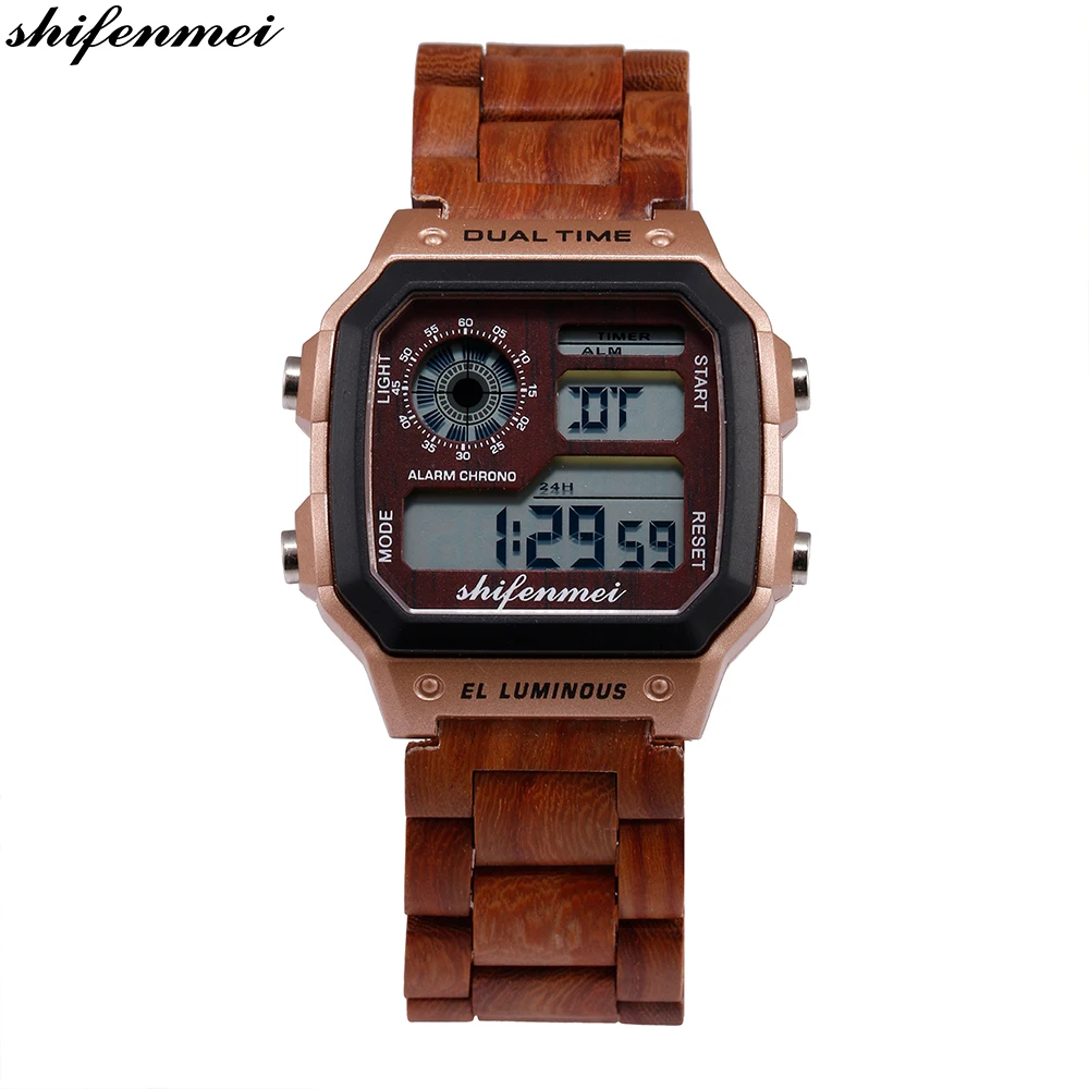  Shifenmei S5552 будильник оптом oem пластиковые цифровые деревянные часы на