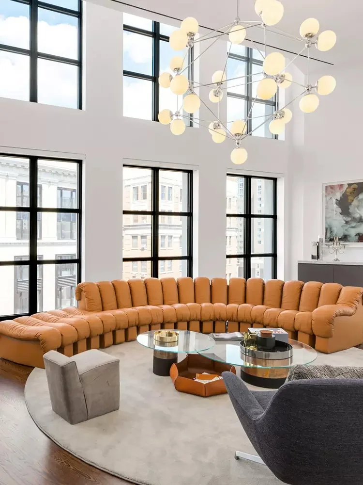 Gainsville Hot Sell Creativity Snake Sofa Hotel Hall Leather Sofa Italian Design Villa Couch Modern Living Room Sofa