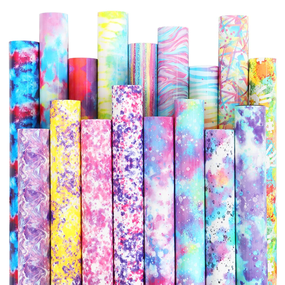 12inx5feet waterproof colorful ink splatter tie-dye pvc permanent self adhesive vinyl roll on glass mugs