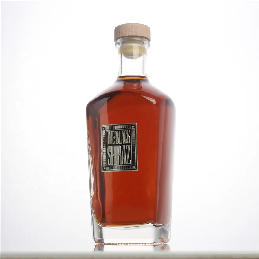 Custom OEM ODM liquor extra flint 75 cl 750 ml square glass whiskey brandy rum bottle