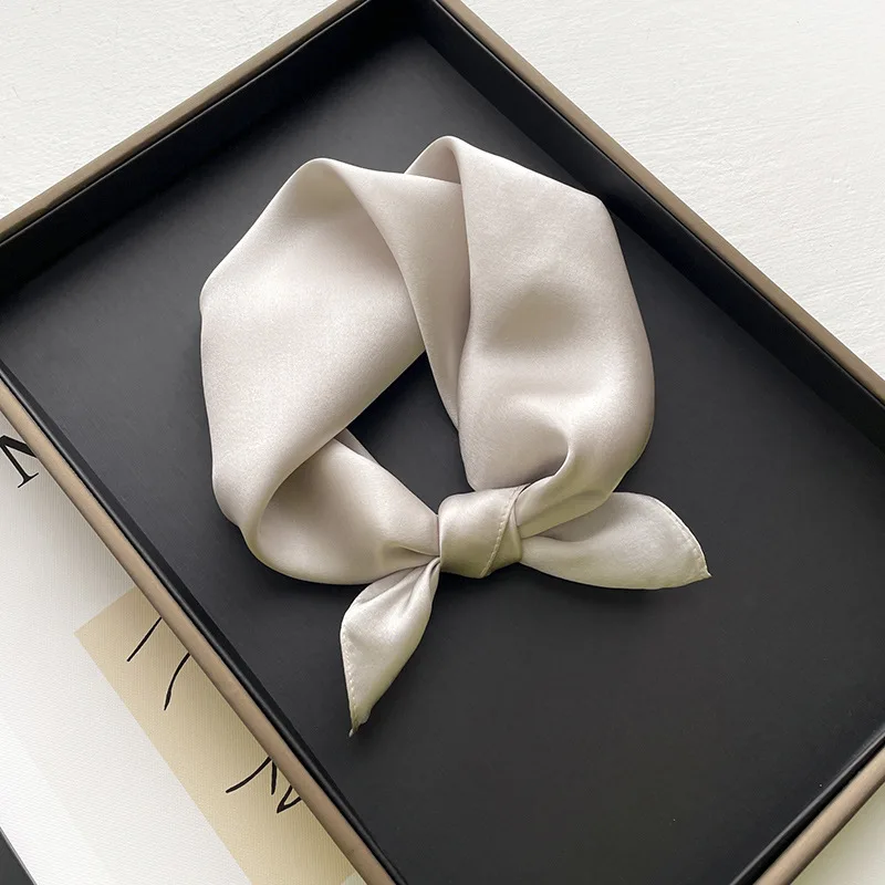 Thin Small Square Scarf Women Korean Edition Simple Temperament Small Scarf 53 cm Pure Color Silk Scarf