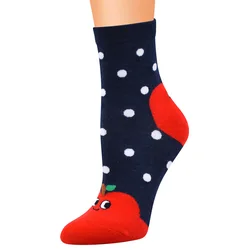 Geometric pattern cartoon fruit in the tube polka dot fun pattern ladies cotton socks