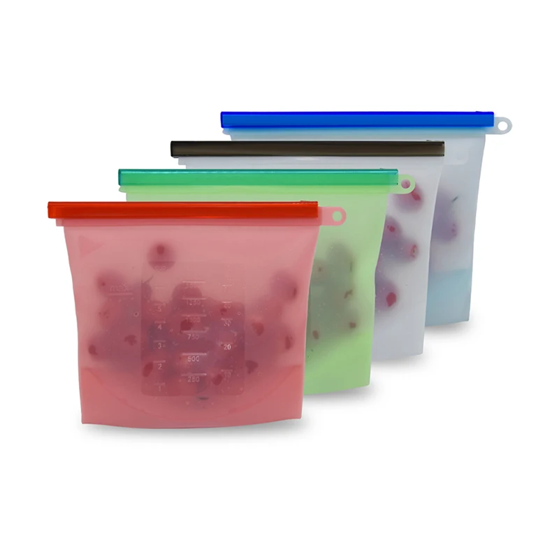500ML Food Grade  Leakproof Silicone Food Storage Bag Reusable Sandwich Food Bags
