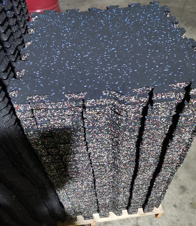 New EPDM rubber flooring interlock colorful fleck rubber gym mat
