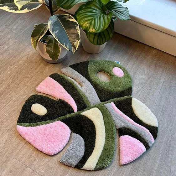 Wholesale Colorful Washable Leaf Shaped Foot Mat 3D Rug Handmade Living Room Carpet Cozy Area Rugs