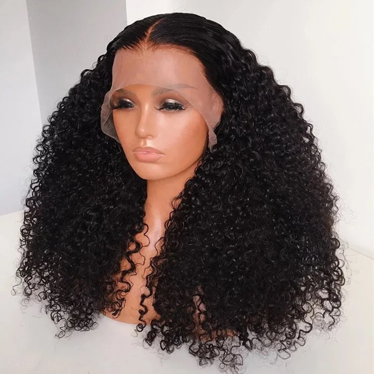 Customized 400% Density Pixie Curls Kinky Curly Virgin Brazilian Cuticle Aligned Human Hair Lace Front Wigs For Black Women