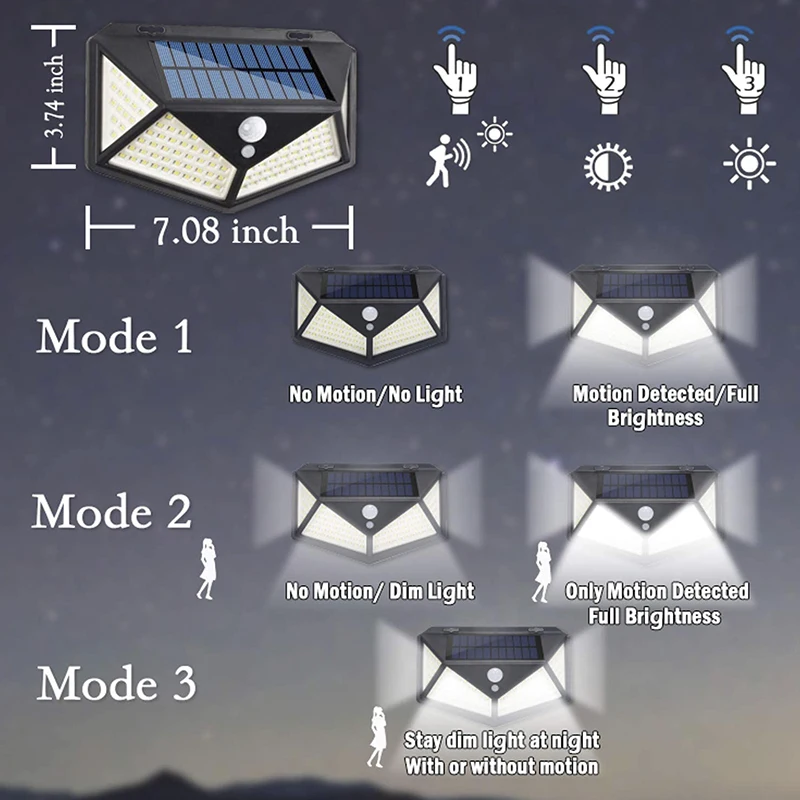 Solar Outdoor Lights LED PIR Motion Sensor Wall Light Outdoor Solar Security Light for Exterior Wall, Patio, Yard, Garden, Deck