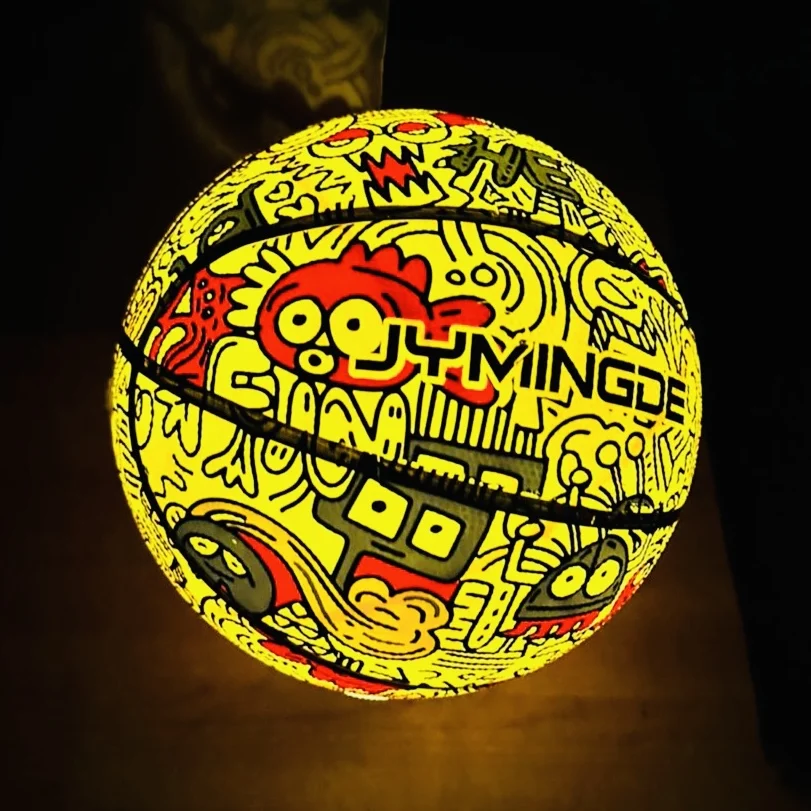 JYMIGNDE yellow glow in the dark led light up luminous basketball size 5 6 7