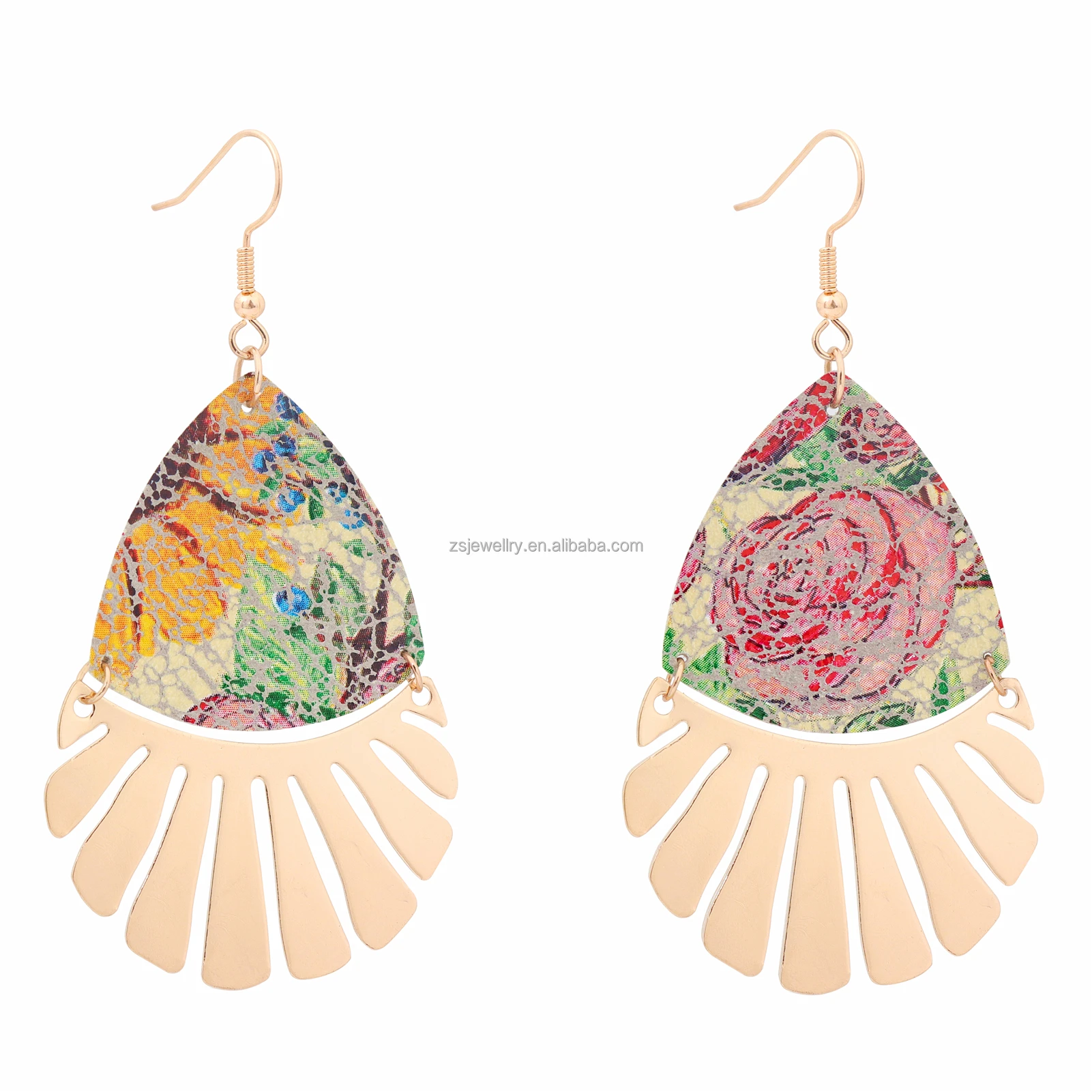 Turquoise Gold Plated Women Fashion Genuine Lady Metal Twisted Cooper Alloy Weave Jewelry Portable Cow Faux Leather Earrings