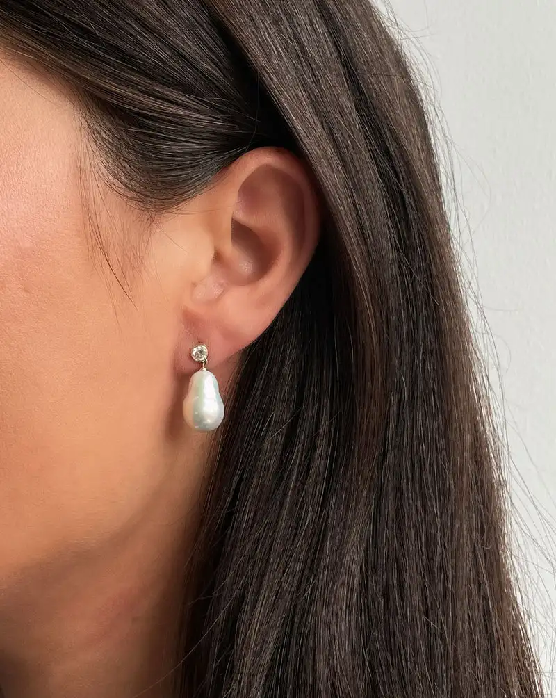 Tiny Round CZ Pear Dangle Stud Earring Micro Pave 5A Bling New Arrived Fashion Women Jewelry