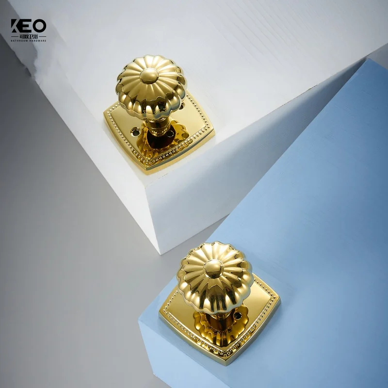 Privacy Door Lock Set Shiny Gold Pvd Keyless Lock Knob Bathroom Bedroom Latch