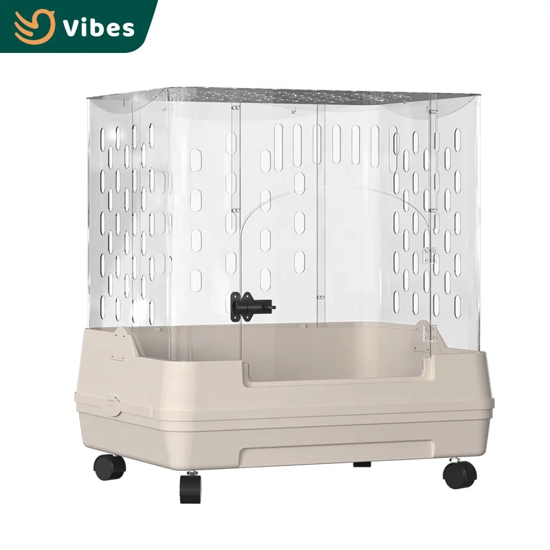 Wholesale Luxury Modern Indoor Rabbit/Hamster Cage Acrylic Transparent Design Pet Cages Rabbit With Rollers