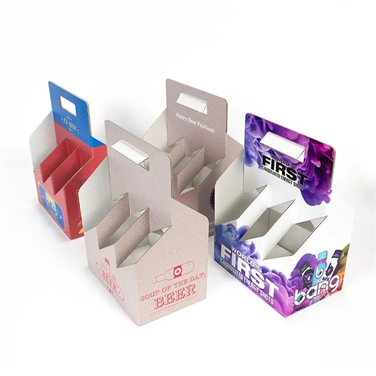 Beverage Drink Packaging Cup Holder Corrugated Paper Bear Wine Take Away Packaging Coffee Boxes