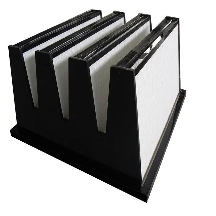 H13 H14 Merv14 High Efficiency Minipleat V Bank Compact Hepa Filter 4V Plastic Frame V Bank ABS / PVC Frame Box Air Filter