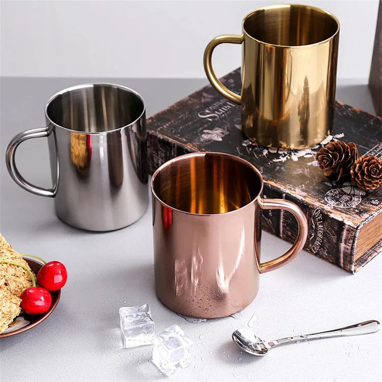 400mL Double Wall 304 Stainless Steel Cup Mirror Matte Water Drinking Stainless Steel Mug