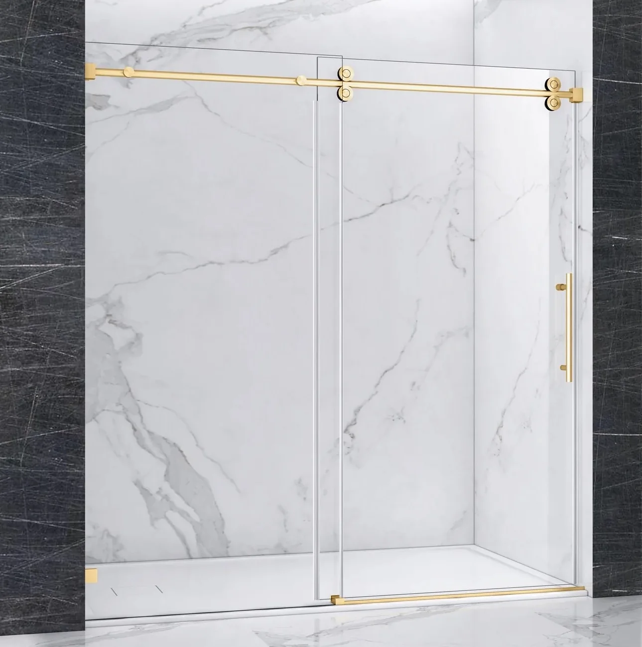 Hotel  Brushed Golden  Shower Screen