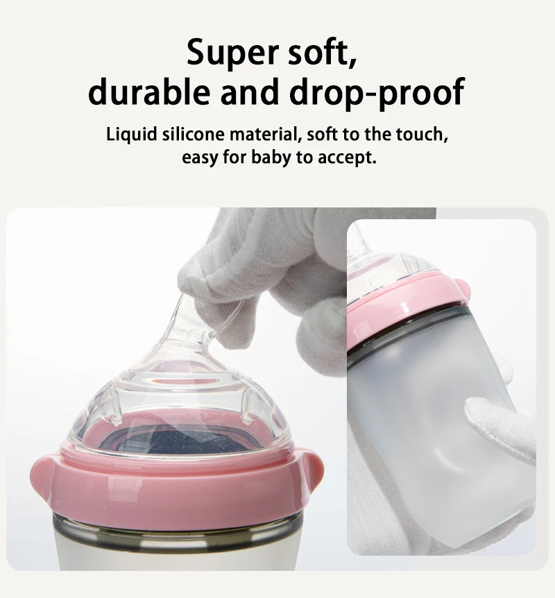 Bpa Free Food Grade Silicone Baby Bottle Wide Mouth Design Custom Professional Baby Milk Bottle For Easy To Clean