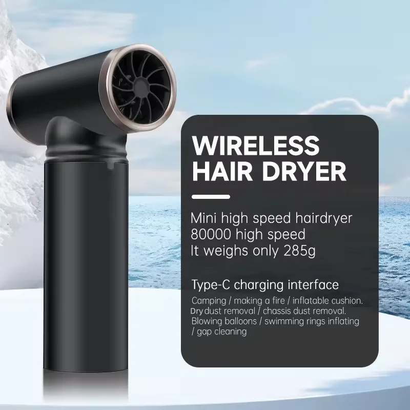 200W  Wireless Hair Dryer Hot  Nozzle Manual Styling Travel Salons Hot Cold Negative Ion Features