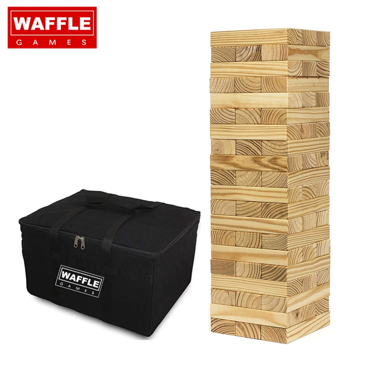 
Waffle Games 54 Wooden Jumbo jengaes With Storage Bag Jengaes Games 