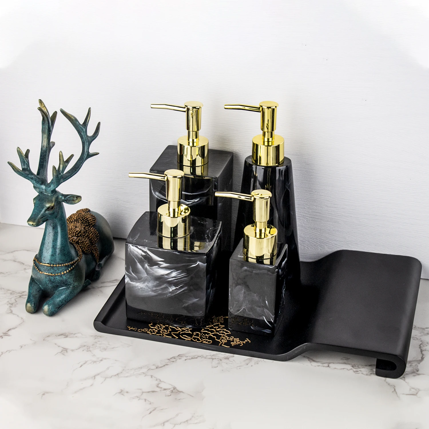 Bathroom Shower Dispenser Set Refillable Pump Shampoo Conditioner Body Wash Dispenser Bath Soap Bottle