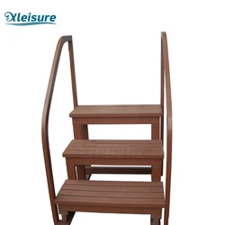 Polystyrene Foaming Material Rectangular Brown Color 3-Tier Swim Spa Step With Handrail