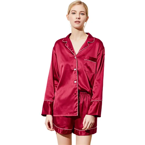 826  China Satin  Pajamas Sleeping  Robe For Women Champagne Silk Pajama Sets