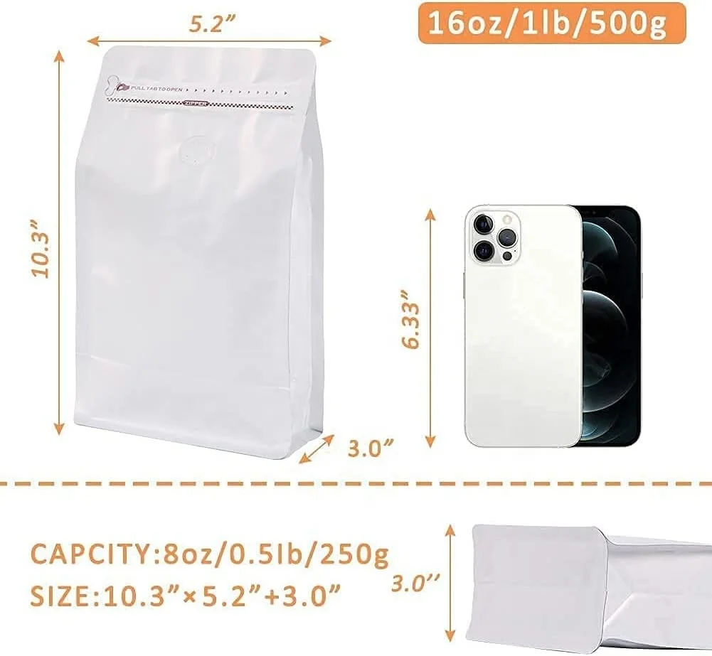 Wholesale reusable tinned coffee bags black aluminum foil flat bottomed vertical storage suitab large coffee bag with valve