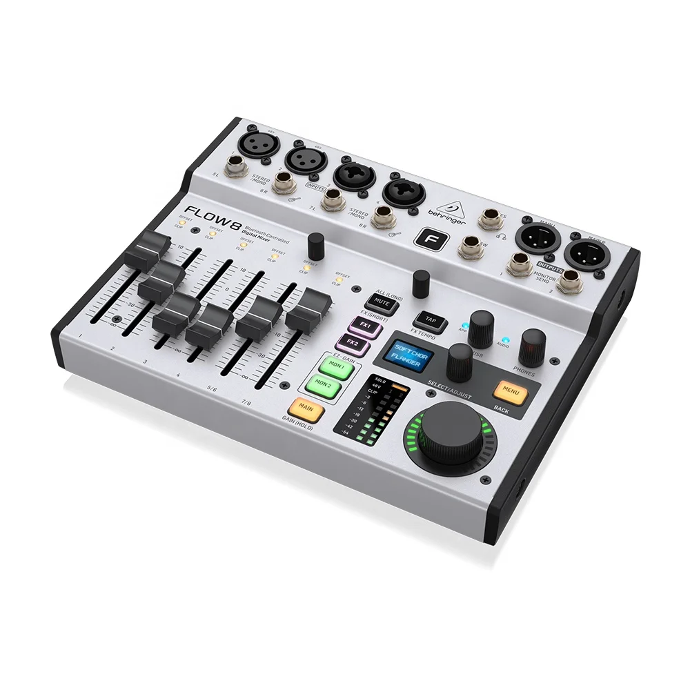 Behringer Flow 8 Digital Mixer Music Equipment Live Audio Sound Card With 48V Phantom Power & 16 Effects