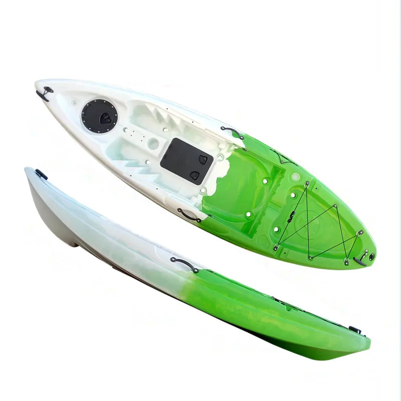 small fishing kayak with orbit and fish finder