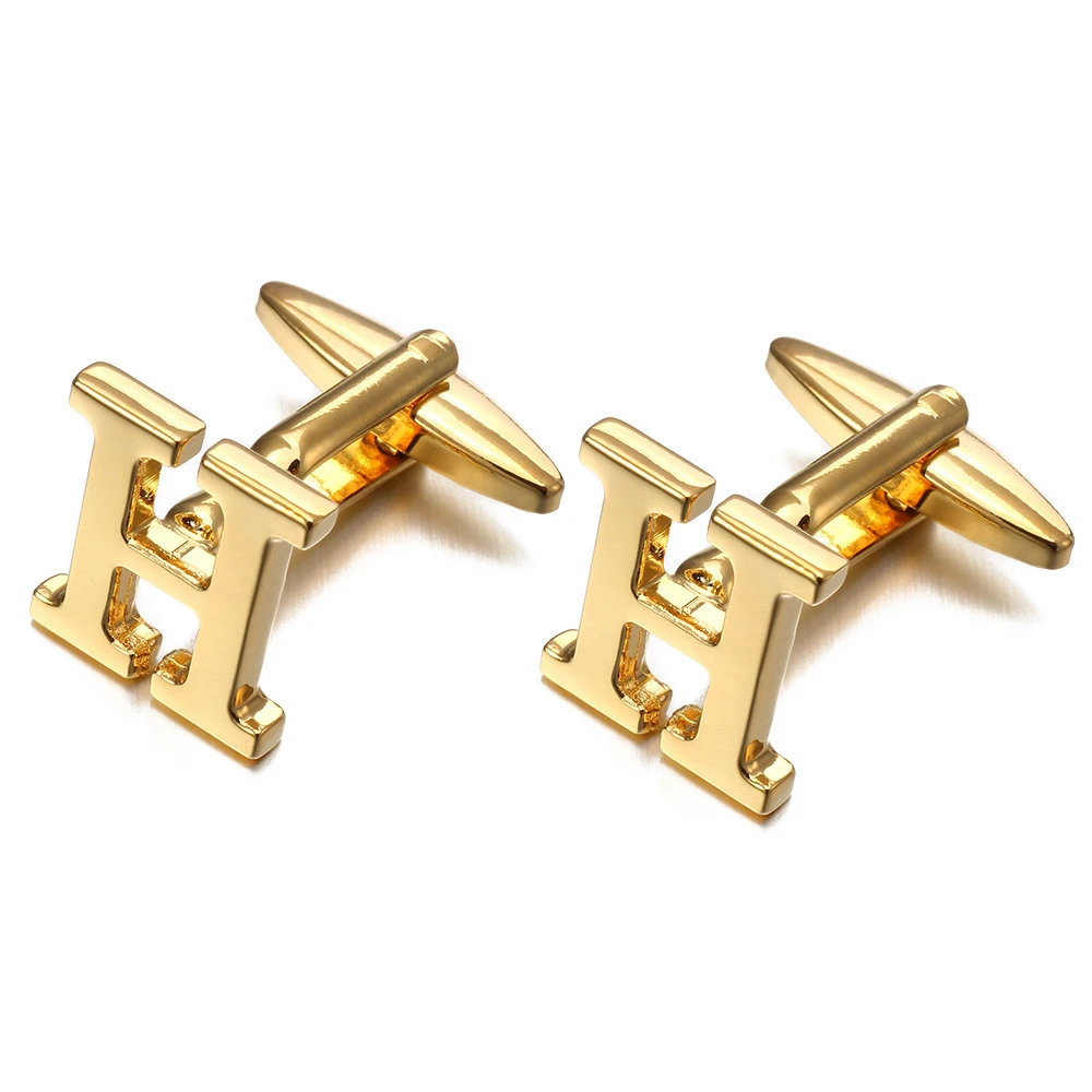 China Good Letter Cufflinks Stainless Steel Cufflinks Cuff Links Men Shirt Stainless Steel Cufflinks