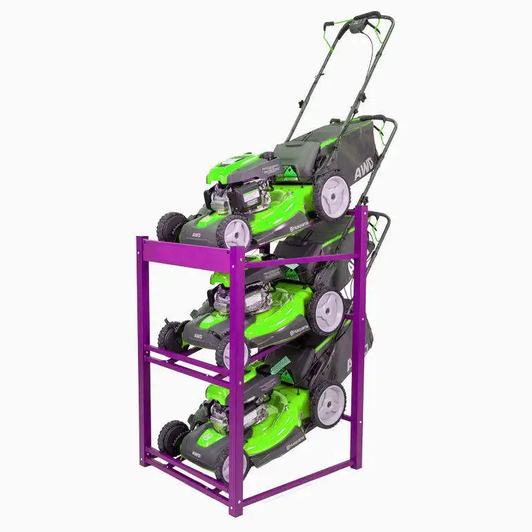 Custom Garage Heavy Duty Metal Lawn Mower Display Rack Weedeater Organization Rack