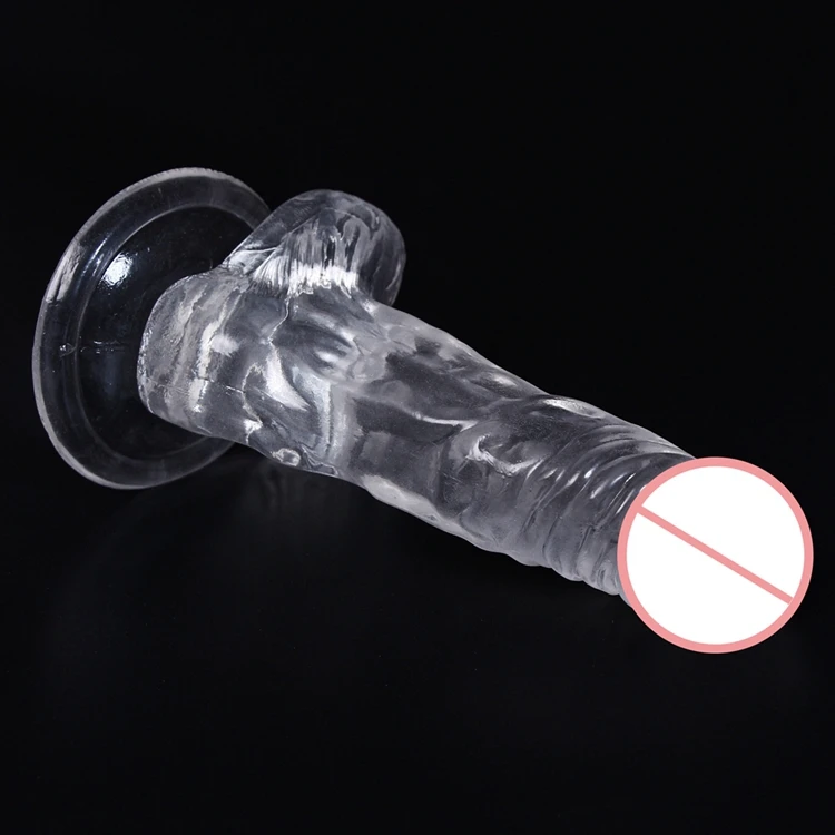 Thrusting 3.35 inch TPE artificial transparent suction cup mini thin slim simulation small penis crystal silicone g spot dildo