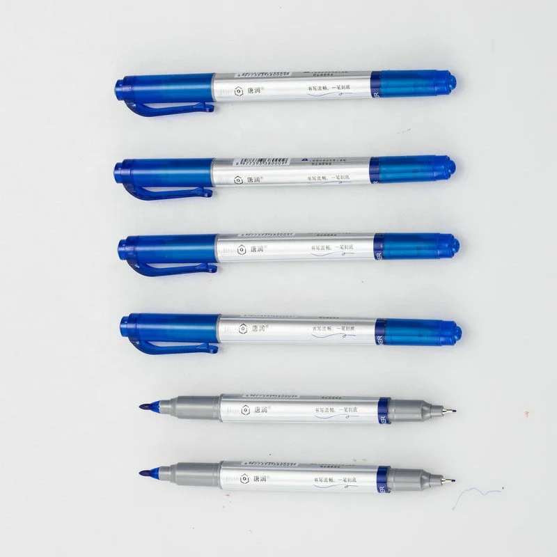 Plastic Double Head Oil Permanent Marker with Needle and Round Tip