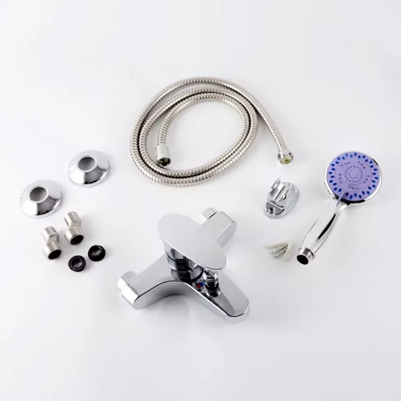 Minwei Affordable White ABS Material Bath Mixer Faucet with Shower Faucet Head and Valve for Bathroom fixed mount shower