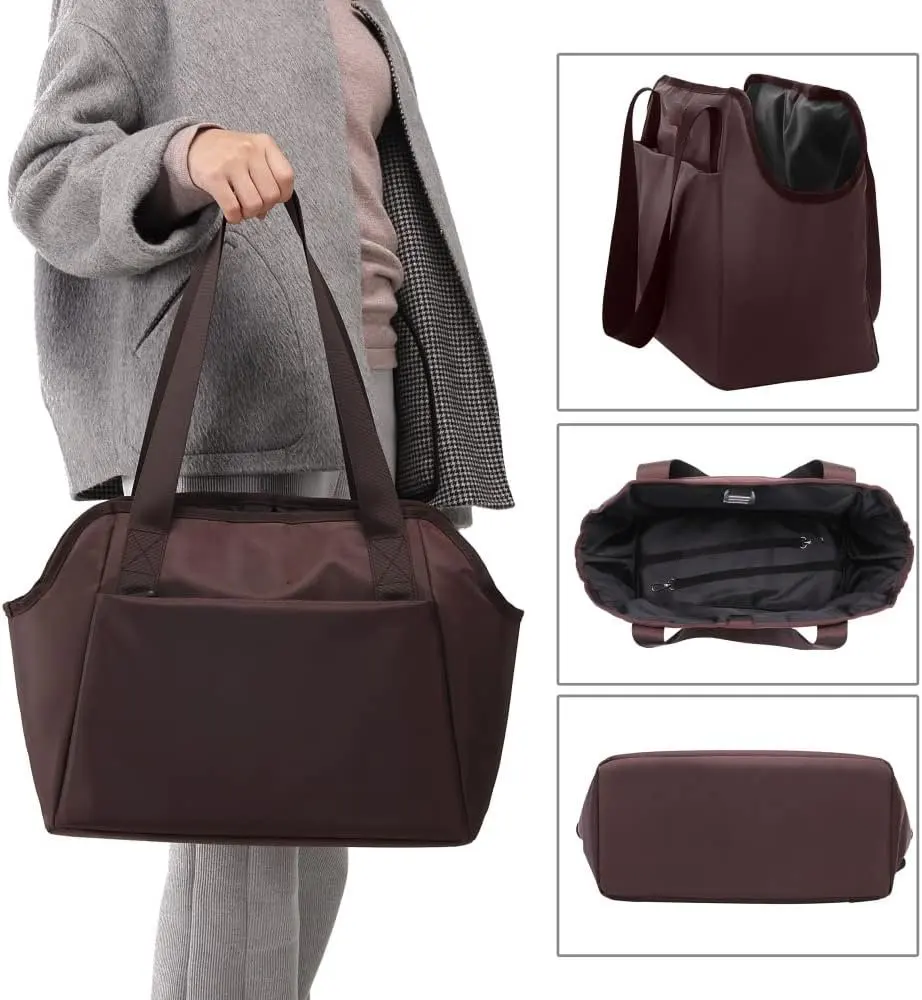 Pet Purse Carrier with Pocket and Safety Tether Soft Sided Small Carrier for Small Medium Pet Outdoor Shopping Tote Bag