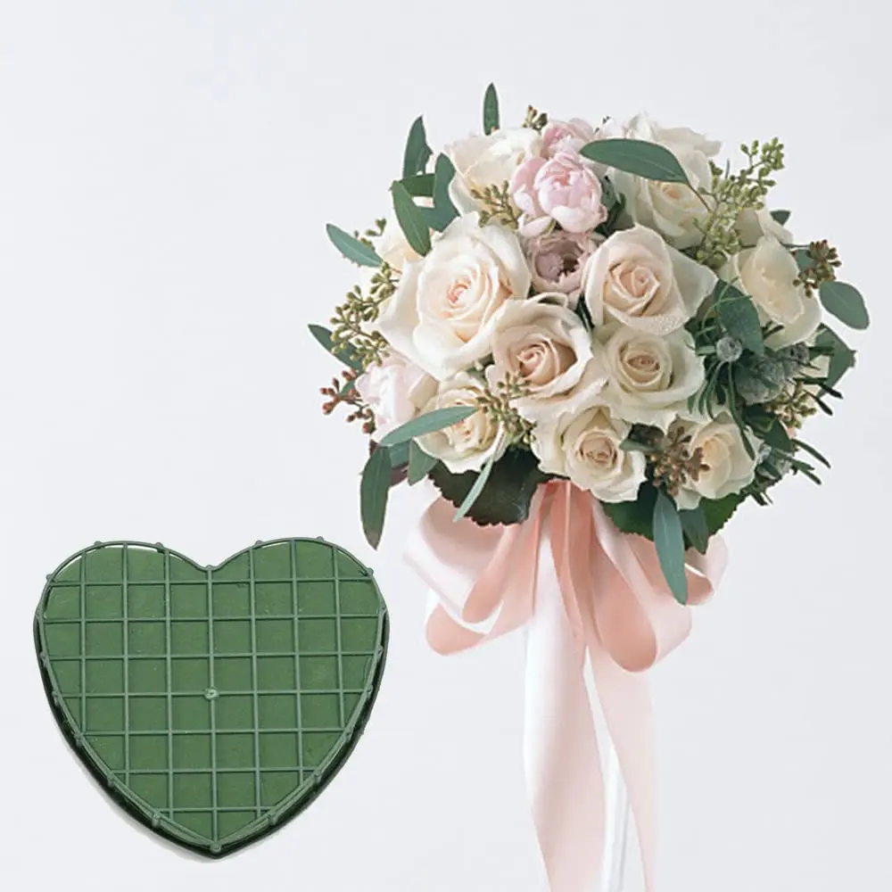 Floral Foam Blocks Heart Shaped Floral Bricks with Suction Cup Tray for Wedding Party DIY Decoration